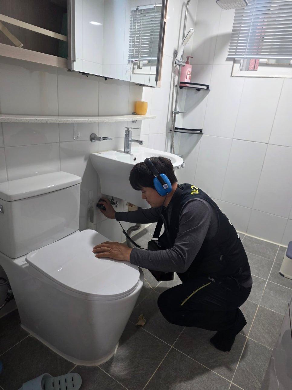 세면대와 화장대 시공 완료 모습