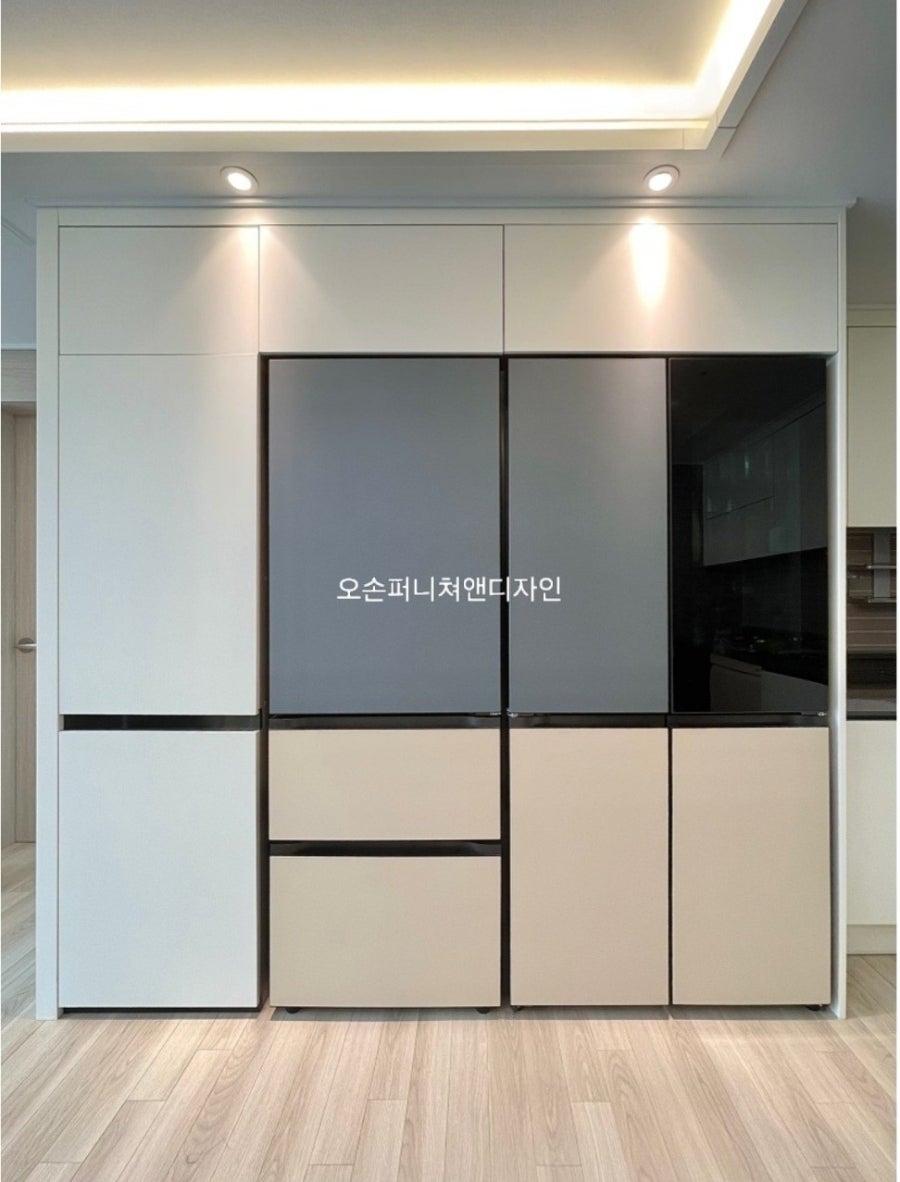 베이지와 화이트가 만난 포근한 냉장고장 리폼 주방